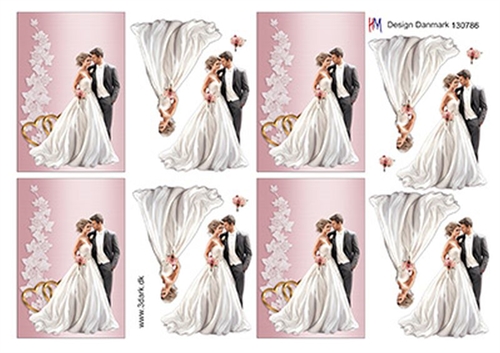 3D Små kort med brudepar